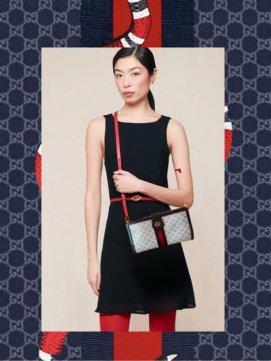 Gucci Handbags - GUCCI Micro GG Logo Webbing PVC Leather Long Bifold Wallet/converted Crossbody